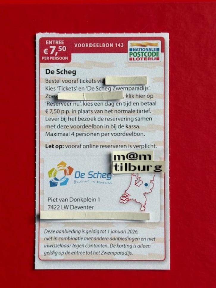 Voordeelbon 143 De Scheg entree €7,50 p.p. voor max.4 pers., Tickets en Kaartjes, Kortingen en Cadeaubonnen, Drie personen of meer