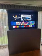 TV Kast met Lift - Eikenhout & Metallic Grijs - Hofstede Raa, 50 Hz, Nieuw, 100 cm of meer, Ophalen