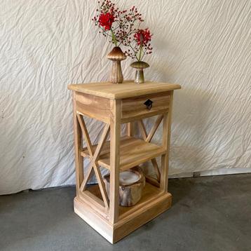 Nachtkastje - massief teak - 1 lade – 2 planken - TTM Wonen beschikbaar voor biedingen