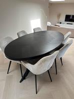 Ovale zwarte eettafel 200x110, 200 cm of meer, 100 tot 150 cm, Gebruikt, Mooi zwarte ovale tafel van kek wonen! Nieuwprijs €1450