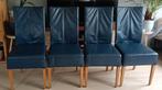 leren eetkamerstoelen, 4 stuks, Huis en Inrichting, Stoelen, Ophalen, Gebruikt, Blauw, Vijf, Zes of meer stoelen