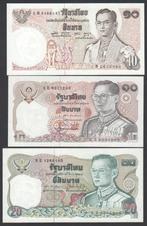 Thailand 3 Verschillende biljetten, Postzegels en Munten, Bankbiljetten | Azië, Verzenden, Zuidoost-Azië, Setje