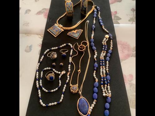 Vintage antieke Gouden sieraden Michaela Frey , Lapis Lazuli, Sieraden, Tassen en Uiterlijk, Kettingen, Zo goed als nieuw, Goud