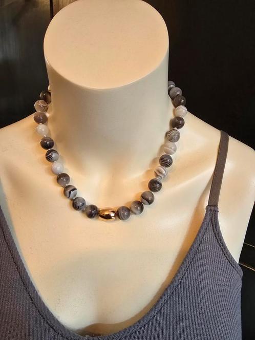 Botswana agaat Kralen Ketting, Sieraden, Tassen en Uiterlijk, Edelstenen, Zo goed als nieuw, Ophalen of Verzenden
