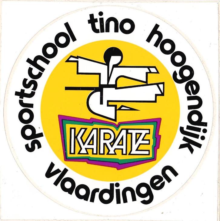 Sticker sport Karate Tino Hoogendijk 12x12cm., Verzamelen, Stickers, Zo goed als nieuw, Sport, Verzenden