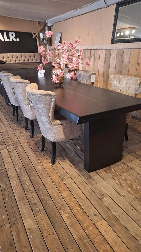 Boomstam Eettafel Zwart 300cm, Huis en Inrichting, Tafels | Statafels, Zo goed als nieuw, Ophalen