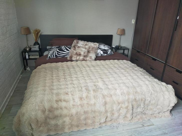 Ikea Malm bed 160 + lattenbodems, Huis en Inrichting, Slaapkamer | Bedden, Gebruikt, Tweepersoons, 160 cm, 200 cm, Hout, Zwart