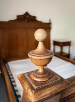 Vintage tweepersoonsbed (twijfelaar), Gebruikt, Bruin, 190 cm of minder, Hout