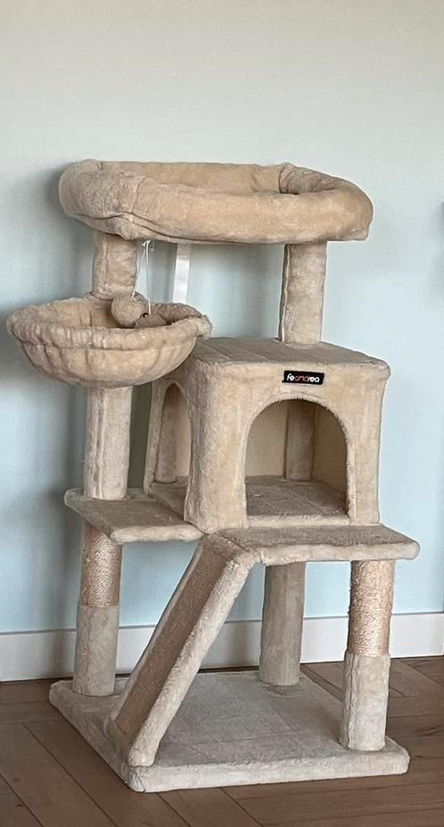 Feandrea katten Krabpaal - kattenhuis- Beige - 48x48x96, Dieren en Toebehoren, Krabmeubelen, Gebruikt, Ophalen