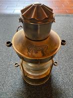 Antieke koperen scheepslamp “ANKERLICHT” maritieme blikvang, Ophalen