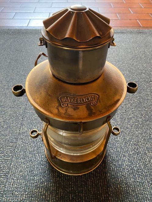 Antieke koperen scheepslamp “ANKERLICHT” maritieme blikvang, Antiek en Kunst, Antiek | Lampen, Ophalen