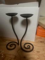 Set van 2 metalen kandelaars, Gebruikt, Zwart, Ophalen of Verzenden, Metaal