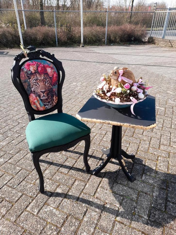 1 x mooie brocante barok stoel tijger opnieuw gestoffeerd, Huis en Inrichting, Stoelen, Zo goed als nieuw, Eén, Ophalen of Verzenden