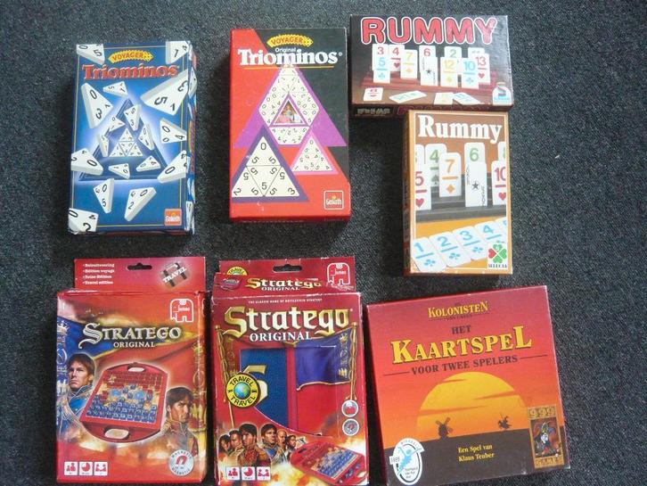 Rummikub+ Triominos + stratego, reisspellen, Hobby en Vrije tijd, Gezelschapsspellen | Bordspellen, Zo goed als nieuw, Een of twee spelers