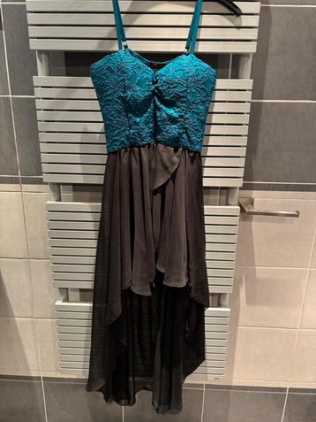 Turkoois-zwarte gala jurk beschikbaar voor biedingen