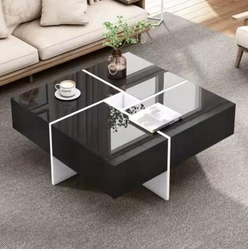 Salontafel Uitschuifbaar - Hoogglans zwart - 70x70x35cm, Hobby en Vrije tijd, Overige Hobby en Vrije tijd, Nieuw, Verzenden