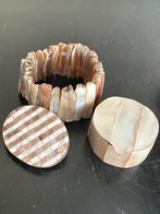 Parelmoer schelp trio Broche armband pillendoos, Ophalen of Verzenden, Zo goed als nieuw, Glas of Kopje