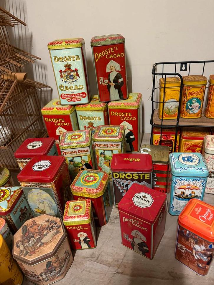 Antieke blikken verzameling (45+ st) droste maggie verkade, Verzamelen, Blikken, Gebruikt, Overige, Overige merken, Ophalen