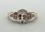 Gouden Vintage ring roze saffier en morganiet. 2025/451., ., Ophalen of Verzenden, ., Roze