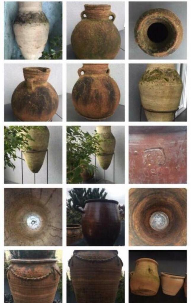 Uniek ambachtswerk oude terracotta vazen kruik antiek, Tuin en Terras, Tuinvazen, Gebruikt, Ophalen of Verzenden