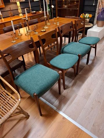 Vintage eetkamerstoelen mid century design stoel teak groen
 beschikbaar voor biedingen