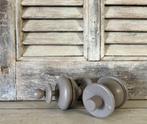 Vintage Franse siertorentjes hout draaiwerk taupe kleurig, Ophalen of Verzenden