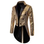 Heren lang goud glitter colbert mannen sleep blazer circus, Kleding | Heren, Verzenden, Nieuw, Overige maten
