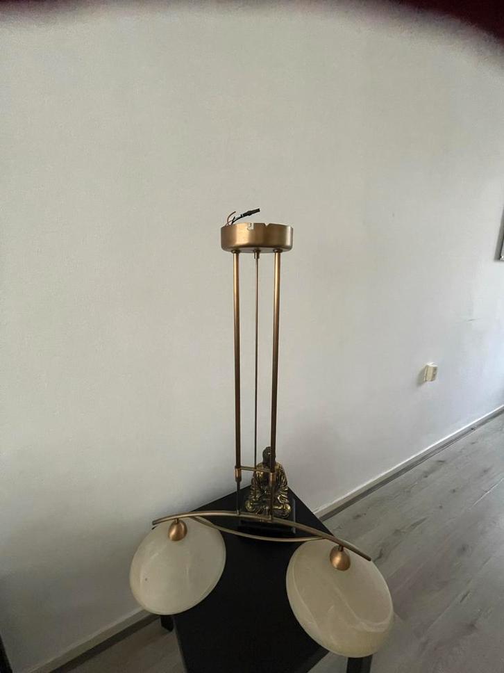 Antieke Art Deco Lamp met Boeddha, Huis en Inrichting, Lampen | Vloerlampen, Gebruikt, Minder dan 100 cm, Glas, Ophalen of Verzenden