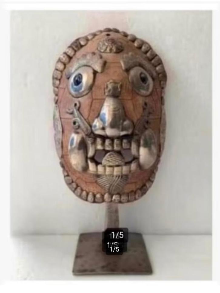 Tibetaans Kapala mounted offering mask, op voet, 29 cm, Antiek en Kunst, Kunst | Niet-Westerse kunst, Ophalen of Verzenden