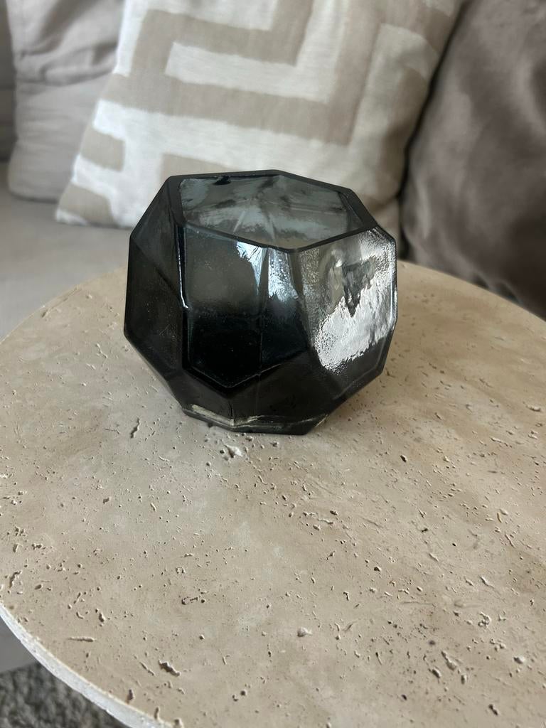 Zwarte waxinelichthouder, Huis en Inrichting, Woonaccessoires | Kandelaars en Kaarsen, Zo goed als nieuw, Minder dan 25 cm, Overige materialen