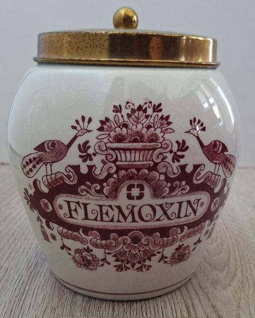Apothekerspot Flemoxin Delft handpainted rood, Antiek en Kunst, Antiek | Keramiek en Aardewerk, Ophalen of Verzenden