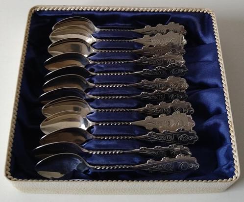 12 zilveren hanenkam theelepels, Antiek en Kunst, Antiek | Goud en Zilver, Zilver, Verzenden