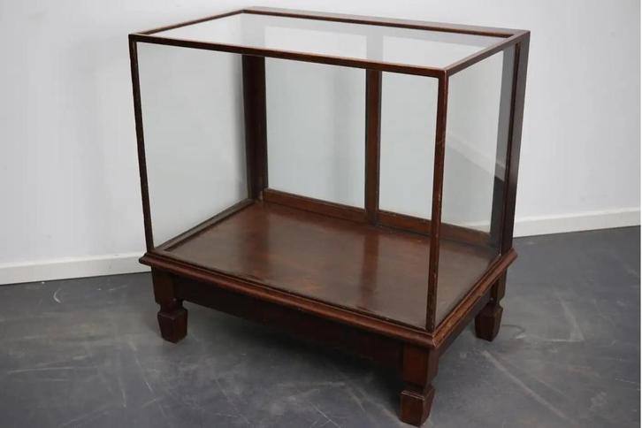 Mahonie Museum-/Winkelvitrine, Begin 20e eeuw, Huis en Inrichting, Kasten | Vitrinekasten, Gebruikt, Minder dan 100 cm, 50 tot 100 cm
