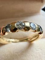 Stevige ring van 14 karaat goud en 5 natuurlijke diamanten, Goud, Goud, Met edelsteen, 17 tot 18