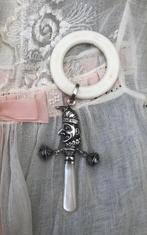 Zilver Rammelaar Rinkelbel Jan Klaassen met 2  belletjes, Antiek en Kunst, Ophalen of Verzenden, Zilver