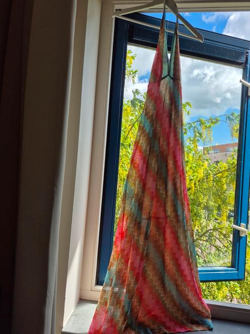 Vintage jaren 70 haltertop jurk veelkleurig maat M/L, Kleding | Dames, Jurken, Zo goed als nieuw, Rood, Onder de knie, Ophalen of Verzenden