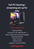 Full PC Gaming / Streaming set up, Computers en Software, Desktop Pc's, Ophalen, Met monitor, Zo goed als nieuw, AMD Ryzen 7