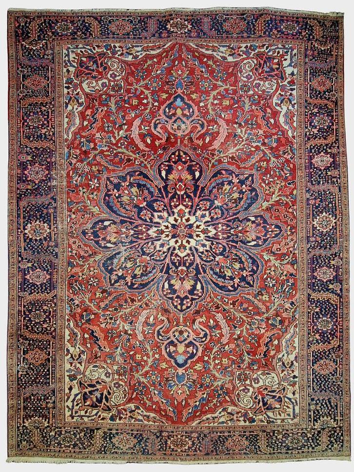 Groot Perzisch tapijt Heriz 432x328 wollen vloerkleed iran, Huis en Inrichting, Stoffering | Tapijten en Kleden, Gebruikt, 200 cm of meer