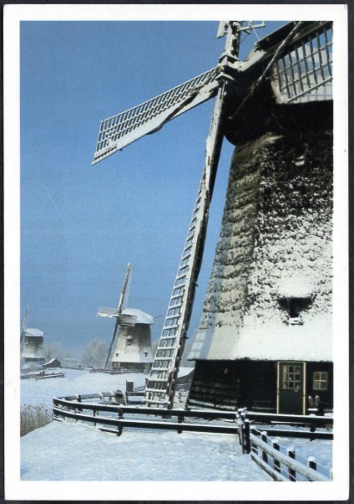 (NH349) Ansichtkaart molen Schermerhorn molengang sneeuw, Verzamelen, Ansichtkaarten | Nederland, Ongelopen, Noord-Holland, 1980 tot heden