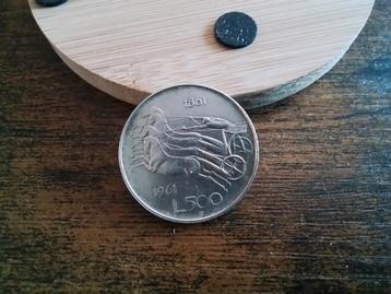 Italiaanse 500 Lire Munt 1961 11 gram zilver 835/1000 beschikbaar voor biedingen
