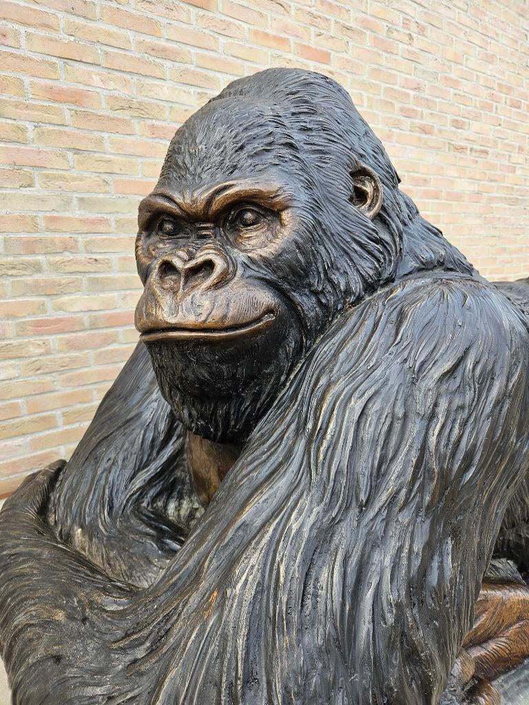 BRONZEN EXCLUSIEVE BERG GORILLA TOPKOOPJE 4650 IPV 6500 !!!, Tuin en Terras, Tuinbeelden, Nieuw, Dierenbeeld, Overige materialen