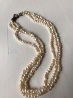 Parelketting met echte parels 3 strengen vintage, Ophalen of Verzenden, Gebruikt, Wit, Overige materialen