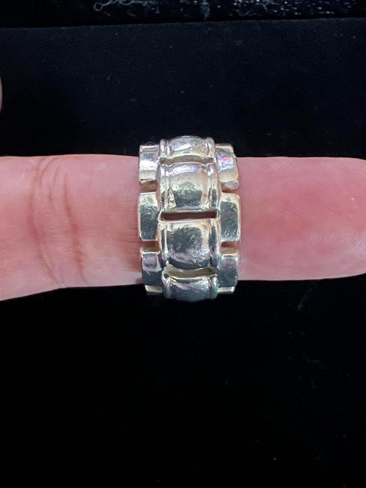 Zware ring massief 925 zilver, Sieraden, Tassen en Uiterlijk, Ringen, Zo goed als nieuw, Dame of Heer, 19 tot 20, Zilver, Zilver