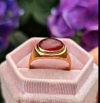 22k Gouden Ring Agaat, Ophalen of Verzenden, Zo goed als nieuw, 17 tot 18, Dame