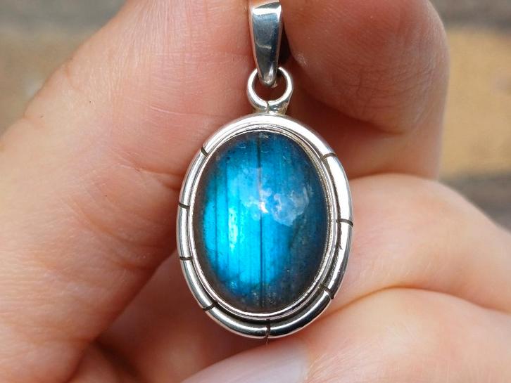 Vanoli 925 zilveren kettinghanger met labradoriet, Sieraden, Tassen en Uiterlijk, Kettinghangers, Nieuw, Zilver, Overige kleuren