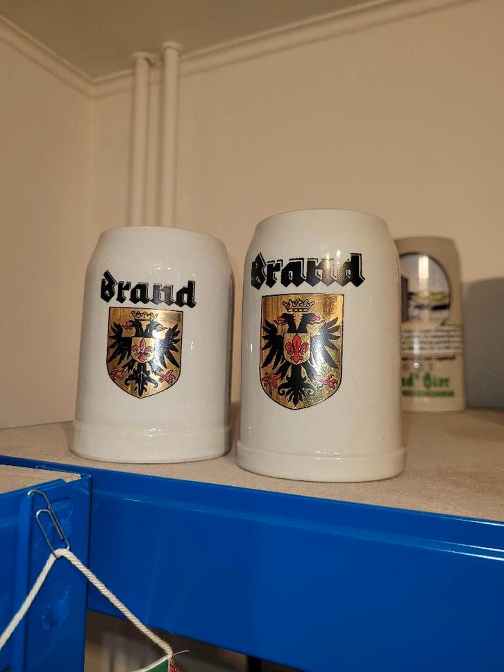 2 stenen Brand pullen (2), Verzamelen, Biermerken, Zo goed als nieuw, Pul(len), Brand, Ophalen of Verzenden