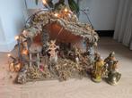 Vintage kerststal met beelden,verlichting, kerstkribbe, Ophalen of Verzenden