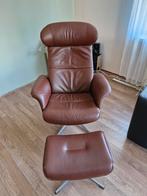 Comfortabele Conform Relaxstoel met Hocker, Huis en Inrichting, Fauteuils, Ophalen of Verzenden, Gebruikt, 75 tot 100 cm, Leer