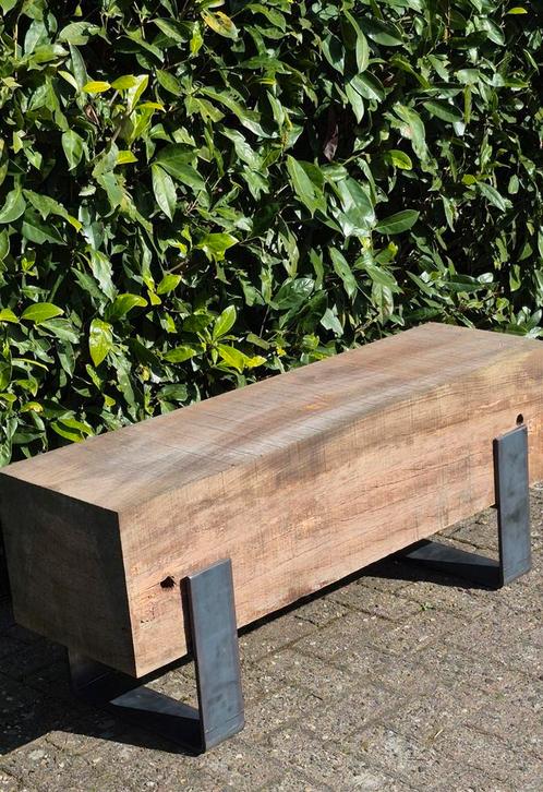 Hardhouten Azobe meerpaal tuinbank diverse lengtes, Tuin en Terras, Tuinbanken, Zo goed als nieuw, Hout, Ophalen