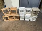 Te koop: 11 tralie nestkastjes | hout & kunststof, Ophalen, Gebruikt, Kooi-accessoires